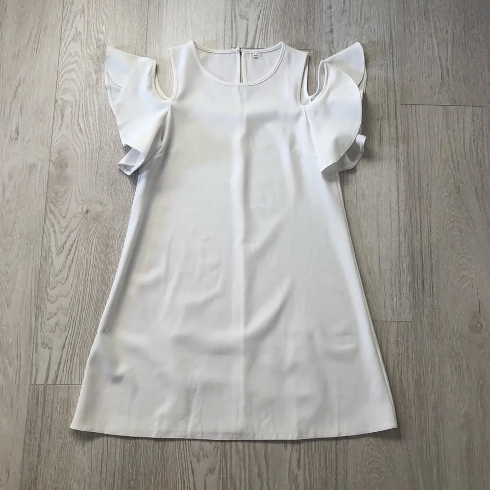SheIn White Ruffle Cold Shoulder Mini Dress - Picture 10 of 16